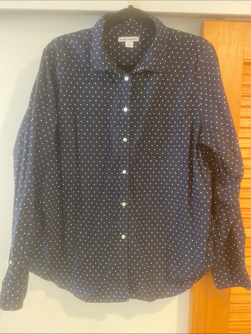 Navy Blue Long-Sleeve Polka Dot Button-Down Shirt XL